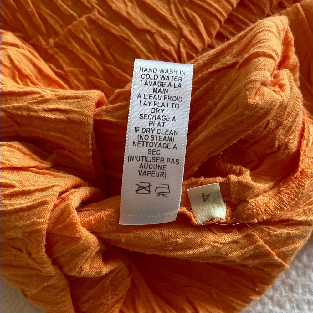 Crinkled Long-Sleeve Tee in Orange - Picture 8 of 9